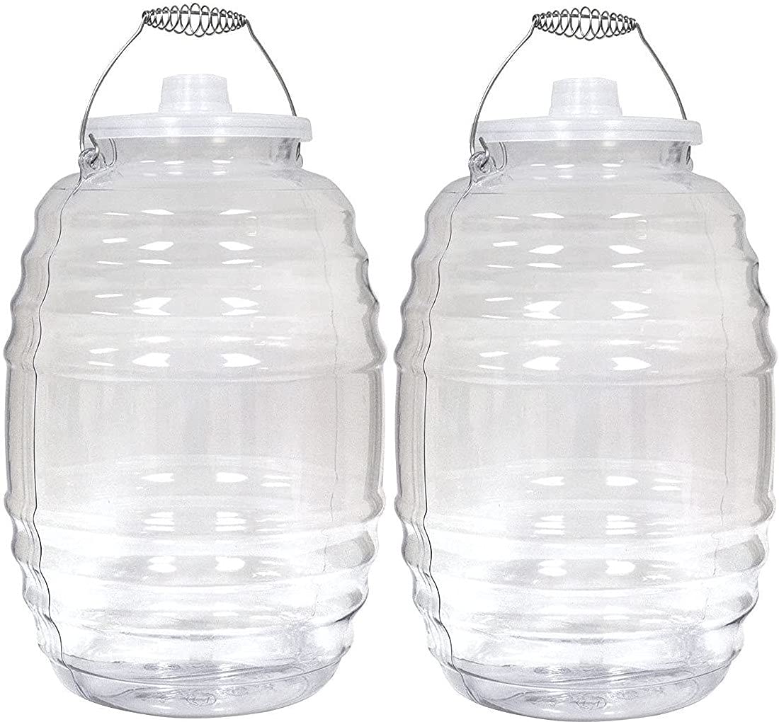 LavoHome Mexican Clear Vitrolero with Lid, 5 Gallon Jug for Aguas Frescas, Juice, Sun Tea, or other Beverages with Lid, 20 L Clear, BPA-Free Food-Grade Plastic Container for Parties, Reusable Set of 2