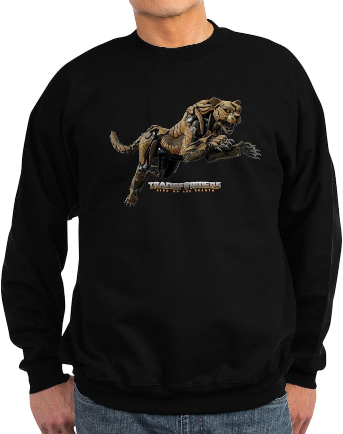 CafePress Transformers 7 Cheetor Leaping Sweatshirt Classic Crew Neck Light Sweatshirt