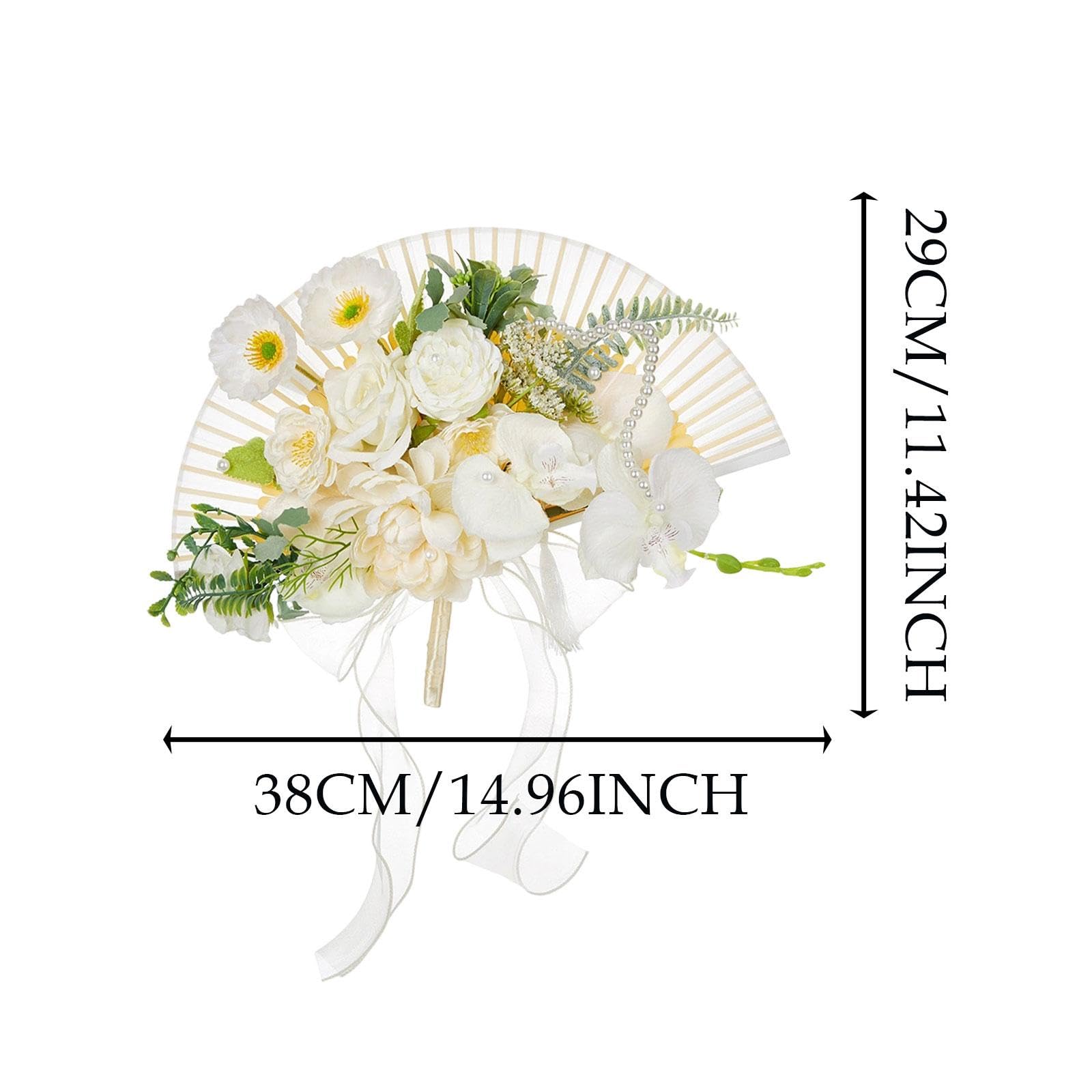 Ramo de Novia con Flores para La Novia, Ramo de para Damas de, Ideal para Despedidas de Soltera, Festivales Y Fiestas de Graduación, Blanco, Individual