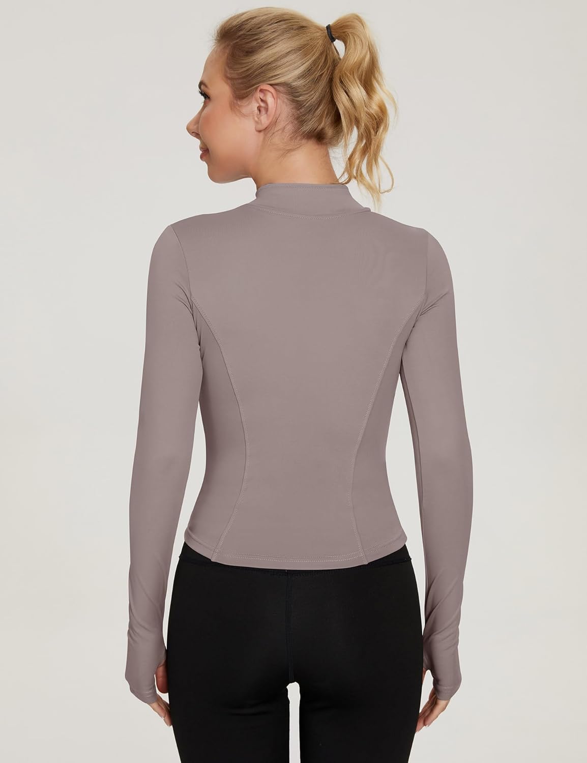 LUYAA Women's Workout Jacket Lightweight Zip Up Yoga Jacket Cropped Athletic Slim Fit Tops - Image 5