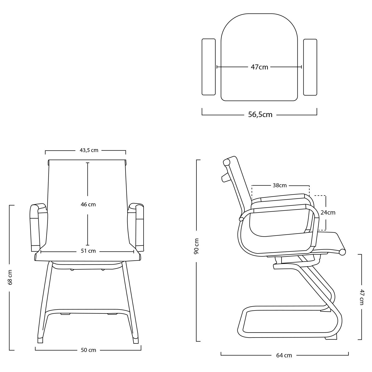 Silla de Confidente Símil Piel, Silla de Oficina Confidente (Negro)