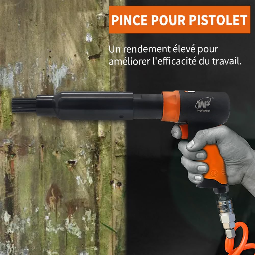 WorkPad Dérouilleur professionnel à aiguilles à air comprimé Tête de rechange 5000 t/min.pistolet à aiguilles, 19 aiguilles, dérouilleur Décapant de peinture pour mécaniciens automobiles