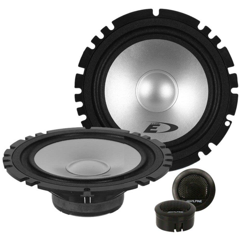 1 Alpine SXE-1750S Kit de 2 vías 6,5" 16,5 cm Altavoces 45 Watt RMS 280 Watt MAX con Woofer, Tweeter de Puerta de Coche, Kit de par con Accesorios gratuitos y Adhesivos Personalizados