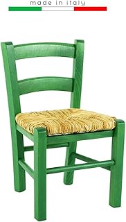 Sedia Venezia Baby Bambini Bassa Bambino Legno Festa Colorata Ristorante Cucina Paglia (Verde, 1)