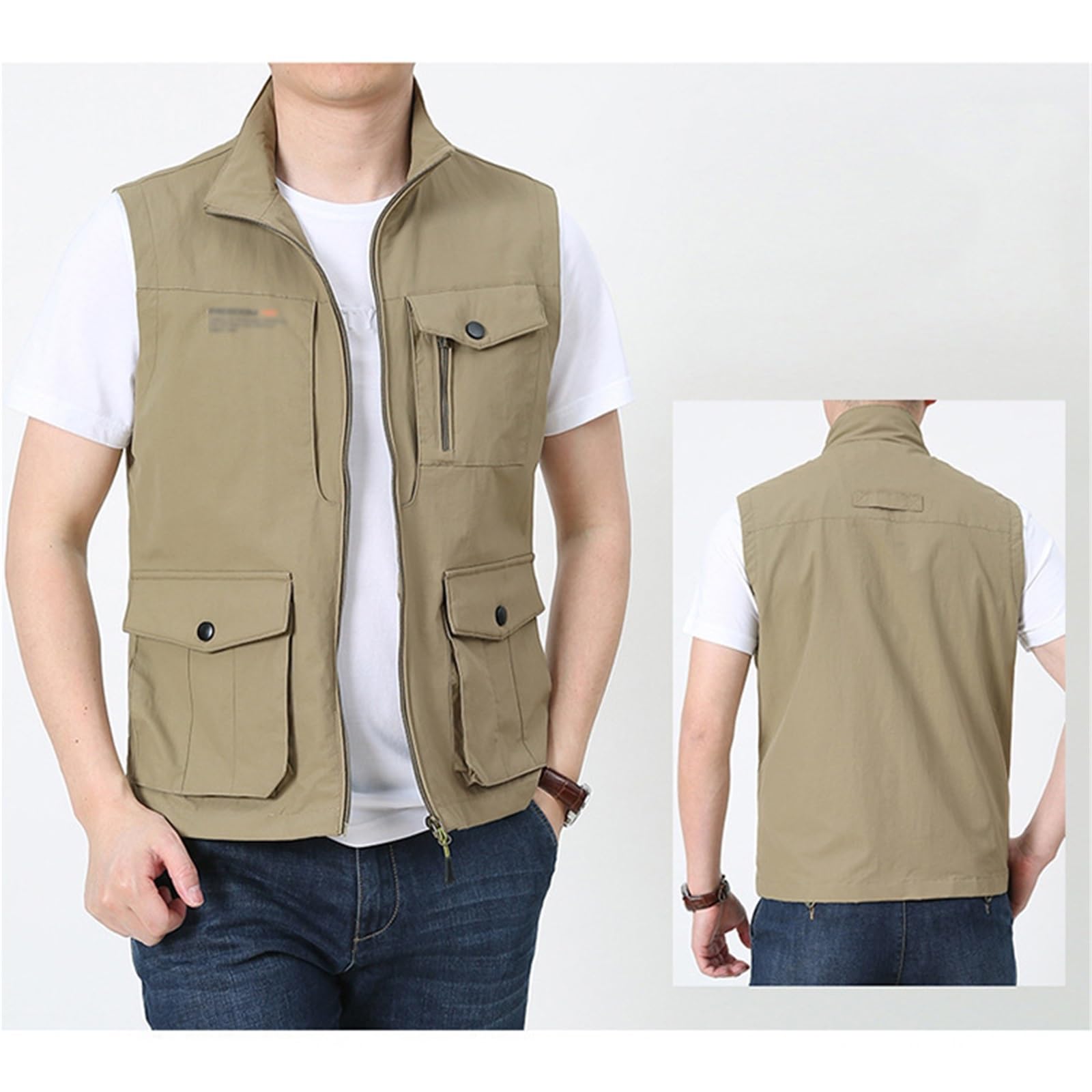 CLSQLXYJZC Gilet Pesca Estivo Esterni, Gilet Da Pesca Senza Maniche Traspirante Multitasche Da Uomo Per Il Tempo Libero Per Attività All'aperto Safari, Giacca Lavoro Antivento Impermeabile