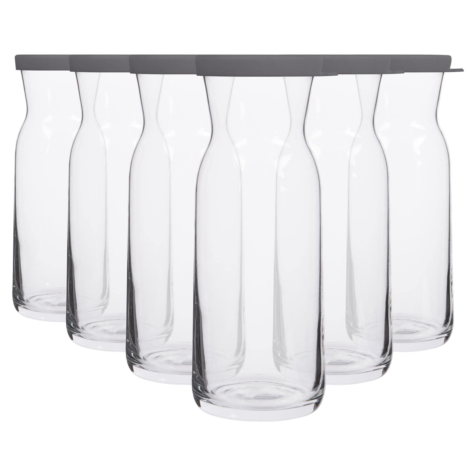 Lav Grey Lid 6X 700Ml Fonte Glass Carafe - Water Wine Juice Fridge Storage Pitcher Jug Set | Bedside Laundry Dispenser Bottle Jar