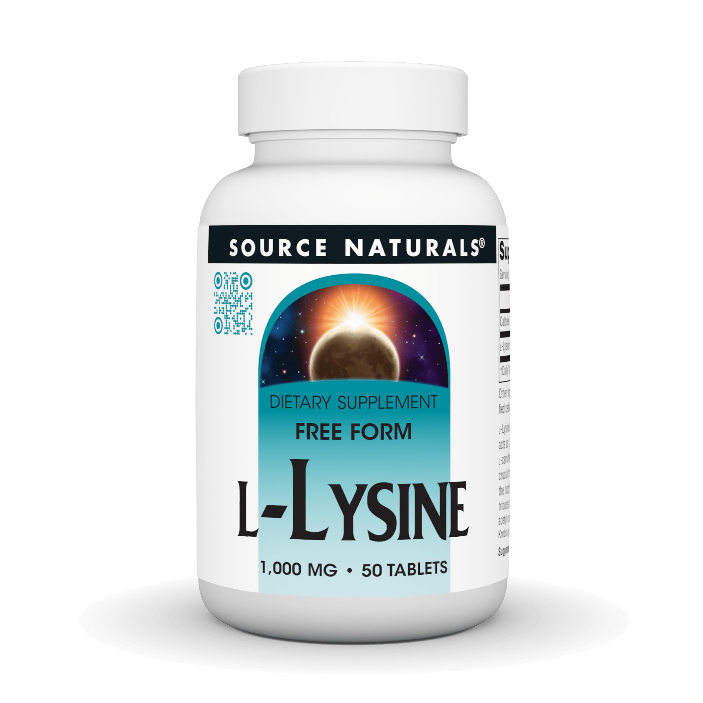 Source Naturals Free-Form L-Lysine Free Form, 1,000 mg - 50 Tablets 50 Count (Pack of 1)