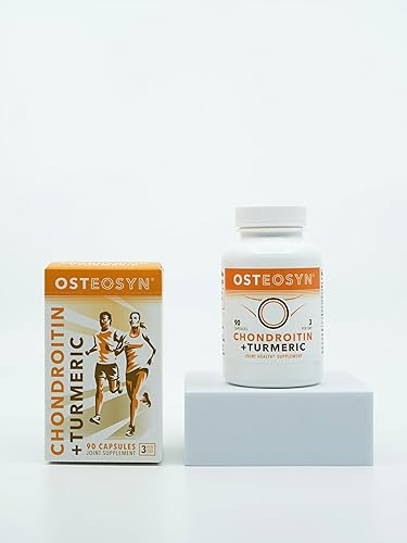 SYNTHRITIS Condroitina de calcio y cúrcuma orgánica, porciones de 28 días en 84 cápsulas, el costo de la porción de 3 cápsulas es de $1.43