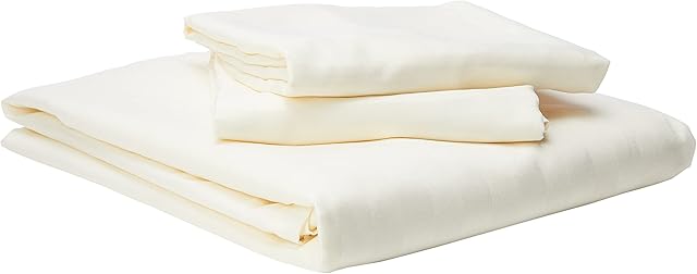 Dreamscene Beautiful Satin Stripe Duvet Bedding Set, Cream, Double, 200 x 1 x 200 cm