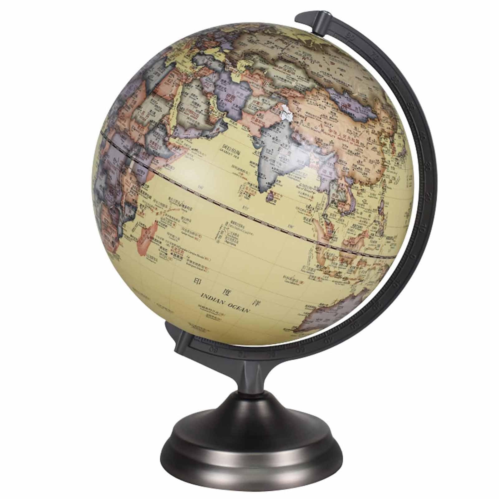 Globo terráqueo de 12 pulgadas, mapa en relieve elevado, luz nocturna recargable con soporte de escala de metal y base, globo con mapa en relieve, decoración del hogar (Size : Blue)