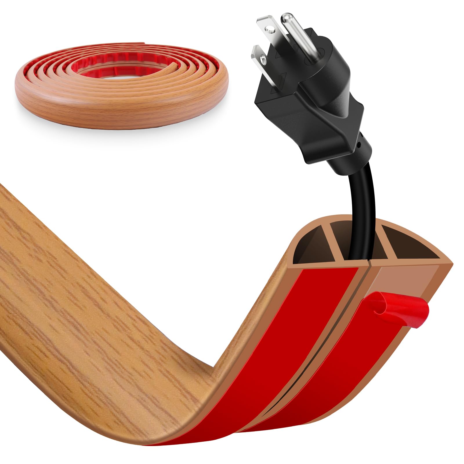 Kabelkanal Selbstklebend, 3M Flexibler Kabelschutz, Kabelabdeckung Kabelschacht Boden Kabelkanal für Netzkabel, Leicht zu Schneiden Montage für Haus Büro Schule