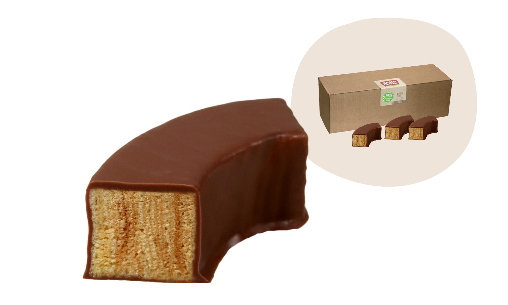 Baumkuchenringe mit Vollmilchschokolade, geviertelt, 16 Stück à 50g