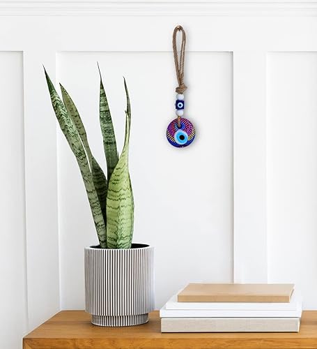 Miniatura 8 de EBSEM Diseño de mandala pintado a mano de cáñamo macramé mal de ojo para colgar en la pared, colgante de cristal, decorativo turco, griego, judío,