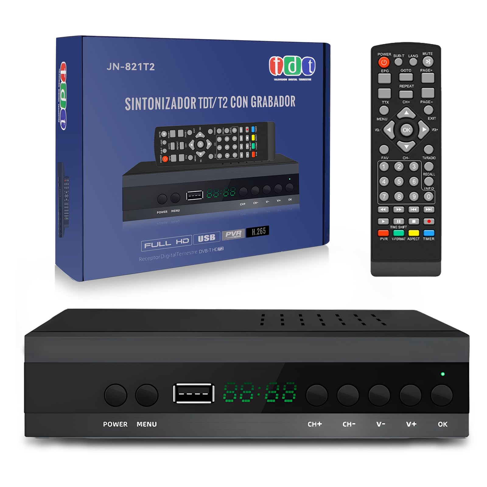 DVB-T2 H265 HEVC FTA, PVR, USB, HDMI, decoder digitale SCART TV, adattatore per guardare canali HD