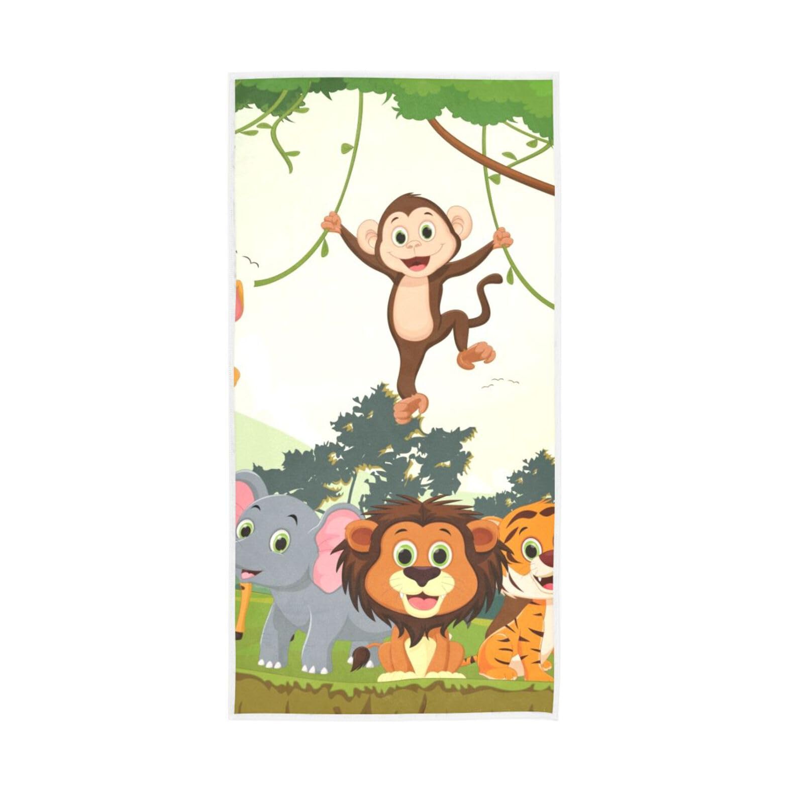 LSRCPD Jungle Animals Towles, 15 x 30 Inches Decorative Hand Towels for Bathroom Printed Hand Towels, Hand Towels for Bathroom