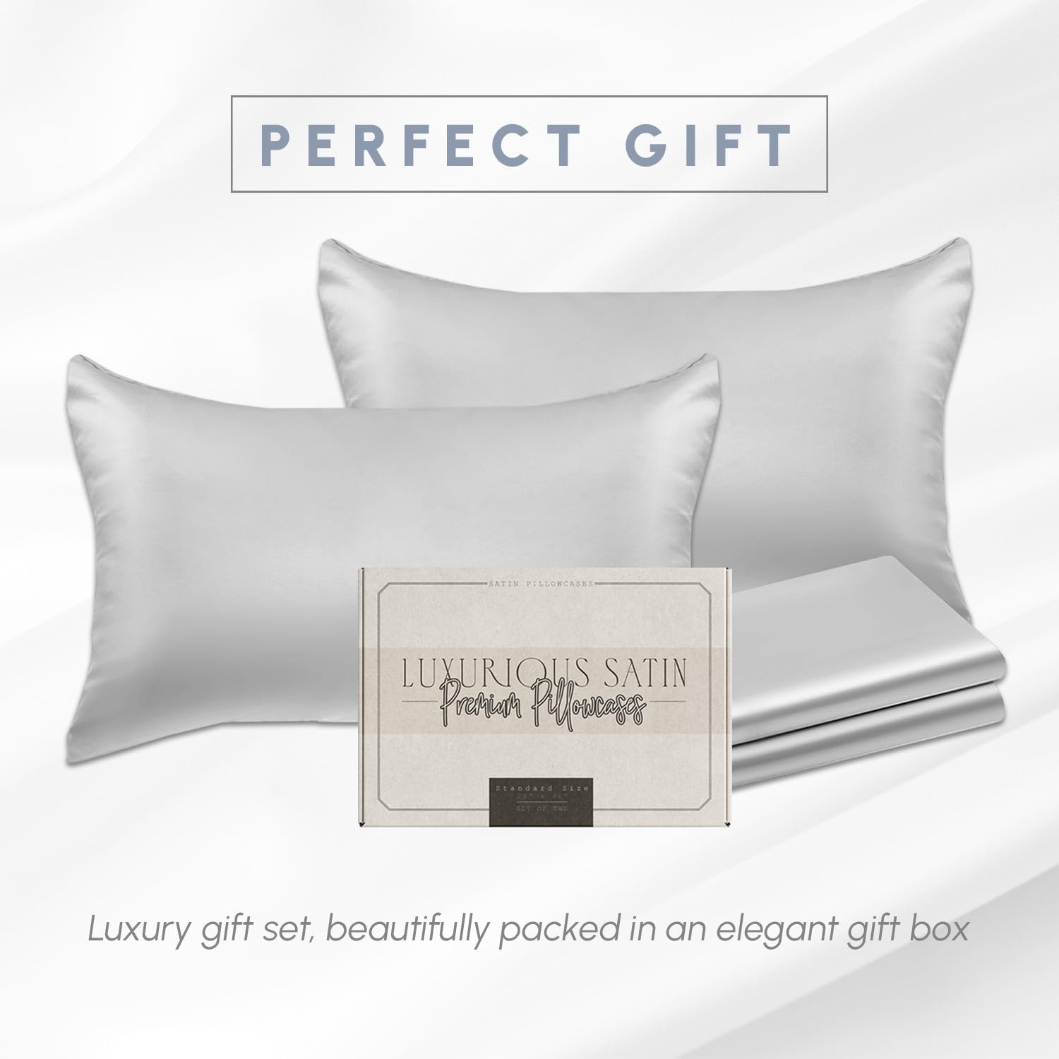 Elegant Comfort Set di 4 federe rinfrescanti in raso di viscosa con chiusura a cerniera nascosta, lisce come la seta per la migliore cura dei capelli e della pelle, bella confezione regalo, set di 4