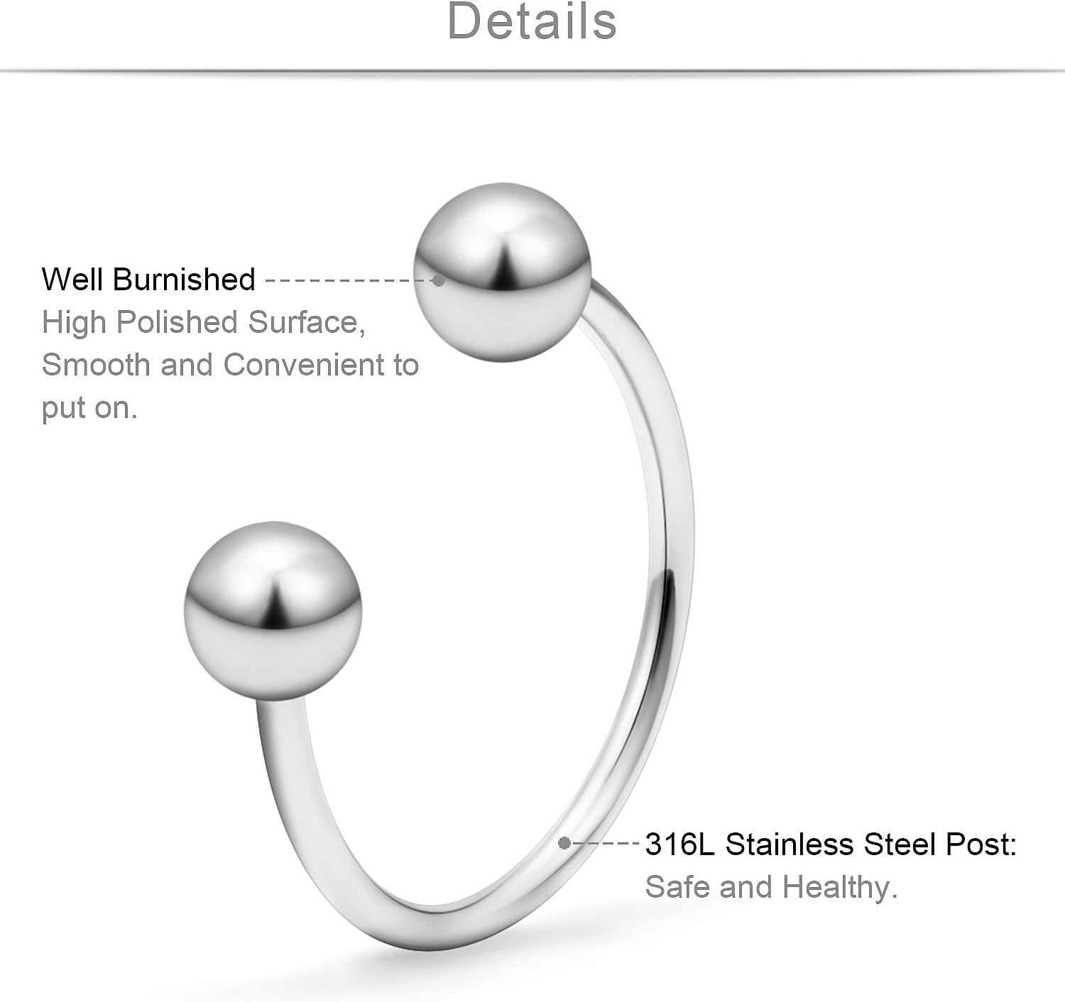 SCERRING 20G Nose Hoop Rings Stainless Steel Nose Horseshoe Hoop Rings Eyebrow Lip Ear Tragus Septum Piercing Jewelry Hanger Retainer 6-14mm 18-30PCS - Image 2