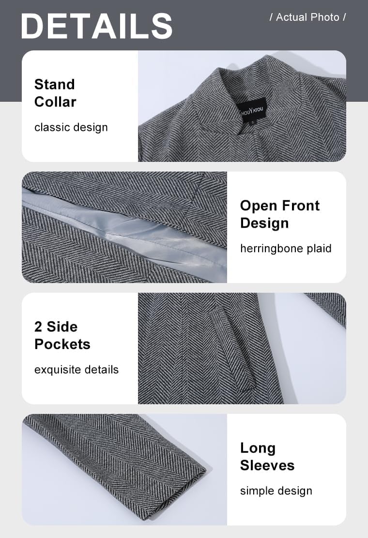 chouyatou Women's Casual Business Open Front Long Sleeve Notch Lapel Office Blazer Jacket - Image 4