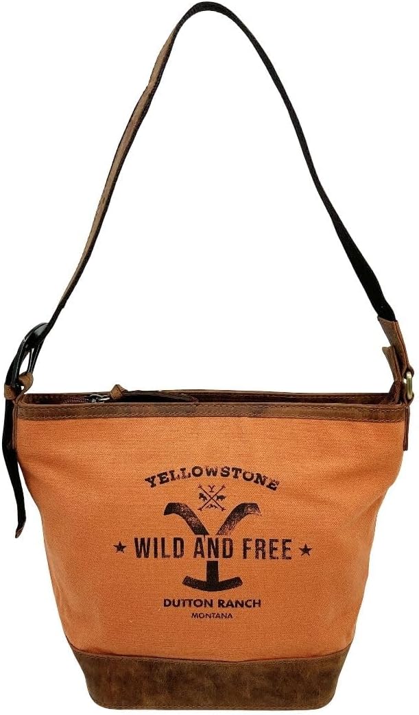 Myra Bag Western Shoulder Bag for Women - Officially Licensed Yellowstone Ladies Upcycled Canvas Handbag