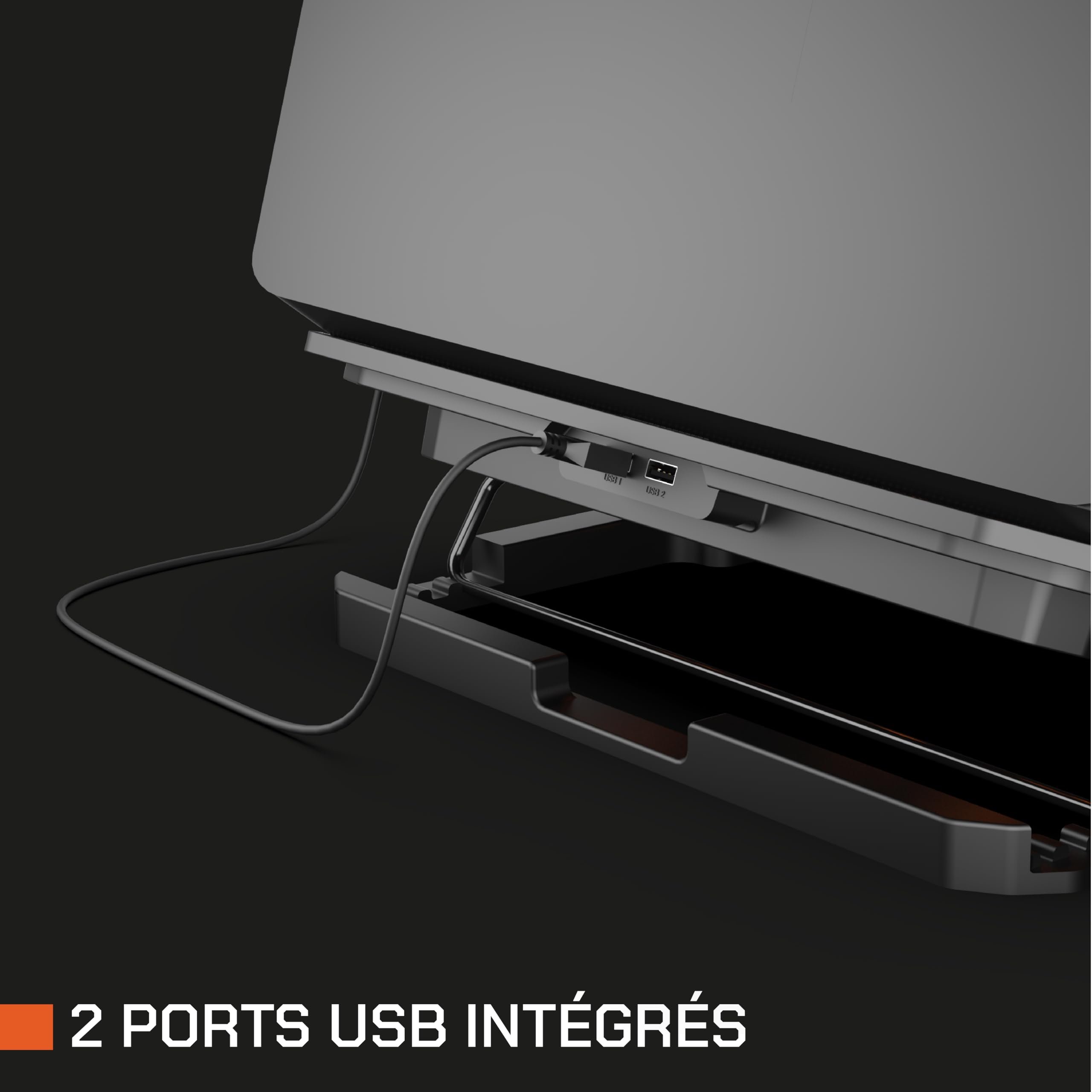 Nova Gaming - GA115 Urano - Soporte ventilado Gaming - 5 Ventiladores Silenciosos, Posición Ajustable, 2 Puertos USB, Patines Antideslizantes, LED Naranja - Compatibilidad con PC Portátil 16''