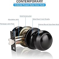 Vista 48 de KNOBWELL 8 Pack Black Door Knob for Hallway and Closet, Keyless Interior Passage Function, Round Non-Locking, Matte Black Handle