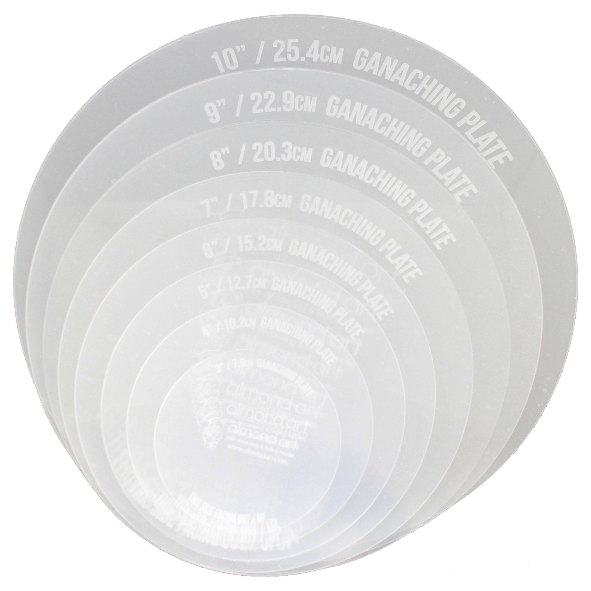 Round Acrylic Ganaching Plates - Set of 2 - for Buttercream and Ganache (6¼ inch / 15.9cm)