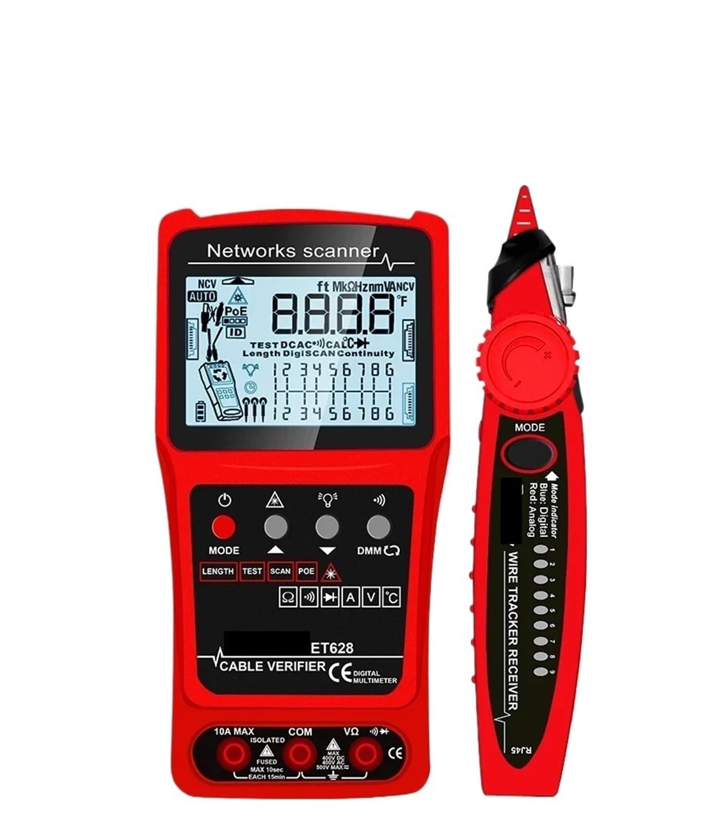 Mthckxjbsuz One Color Cable Tracker, Lan Cable Tester Visual Fault Locator Multimeter Mapping Poe Rj45 Network Tracker
