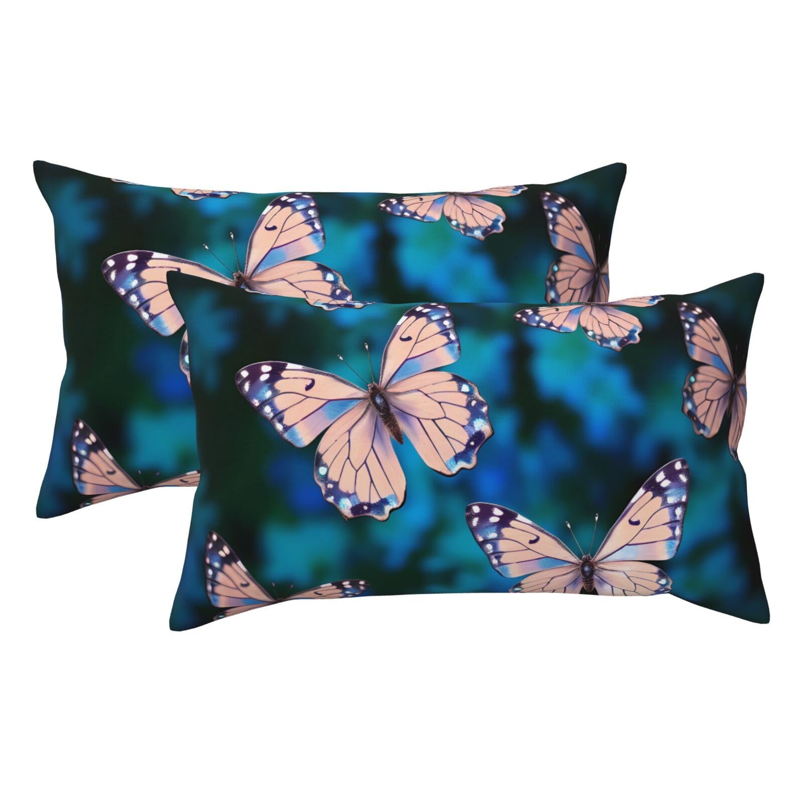 2 Pack King Pillow Cases with Hidden Zipper, Soft Breathable Pillow Covers for Hair and Skin, Cute Butterflies Pillowcases 20"x36" Bed Pillow Protectors Cover for Sleeping Gifts