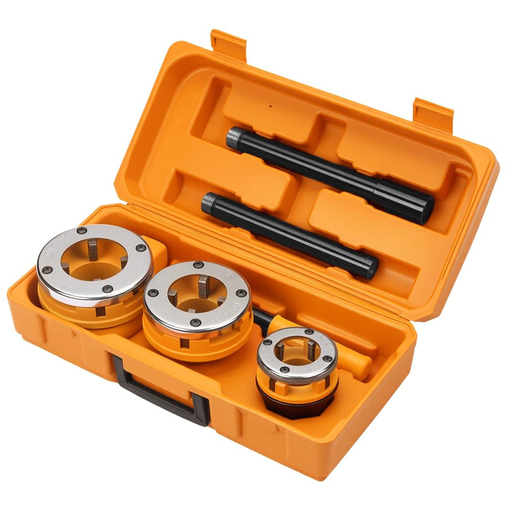 Hoteche Rohrgewindeschneider-Set 3-teilig | 1-1/4"-2" | 9CR2 Schneidbacken | Verchromte Platten