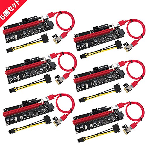 N.ORANIE USB 3.0 PCI-E Express PCI-E 1X to 16X ライザー エクステンダーカード USB 3.0 PCI-E Express 拡張子ケーブル ビットコイン採掘 マイニング 4pin 6Pin PCI-E 6個セット