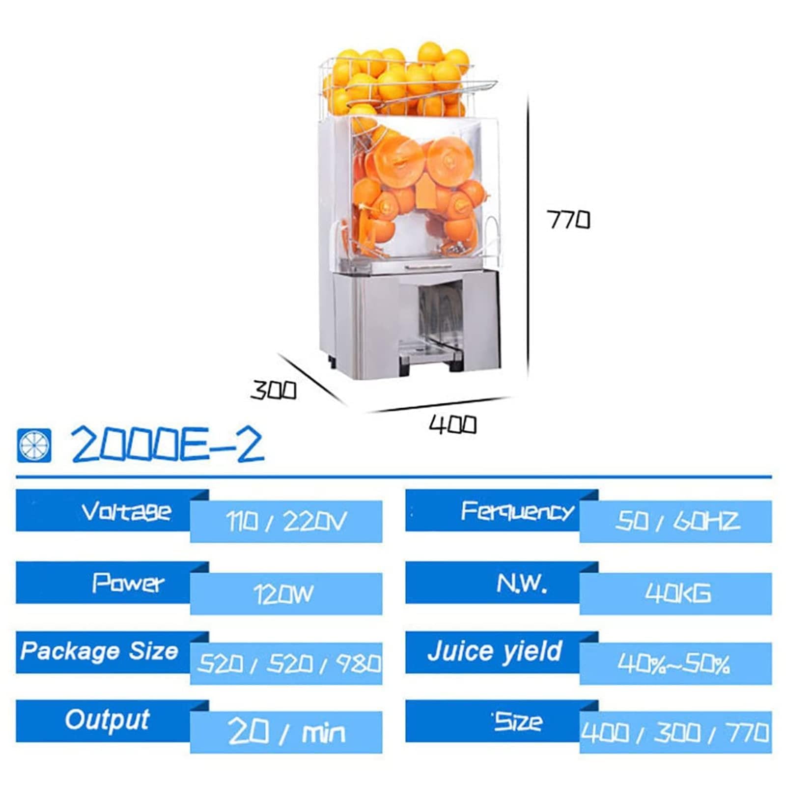 Exprimidor Automático De Jugos De Masticación Lenta, Exprimidor De Naranjas Comercial De Alta Eficiencia, Ideal para Restaurantes, Fruterías Y Licorerías.