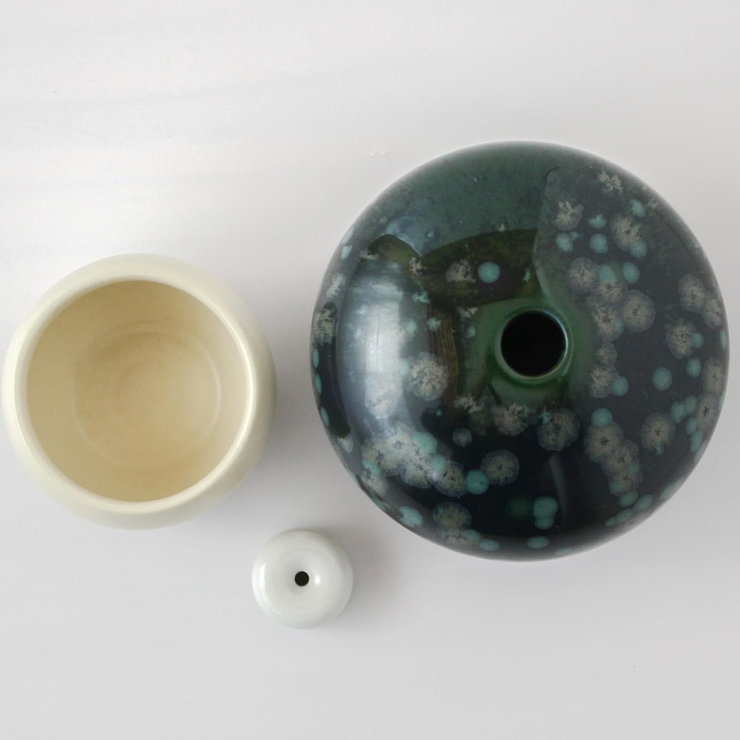 京焼 「 =K+ 」 香炉 陶器 直径約8&times;高さ8cm きの香 陽光 深緑 日本製 KMG-298-05