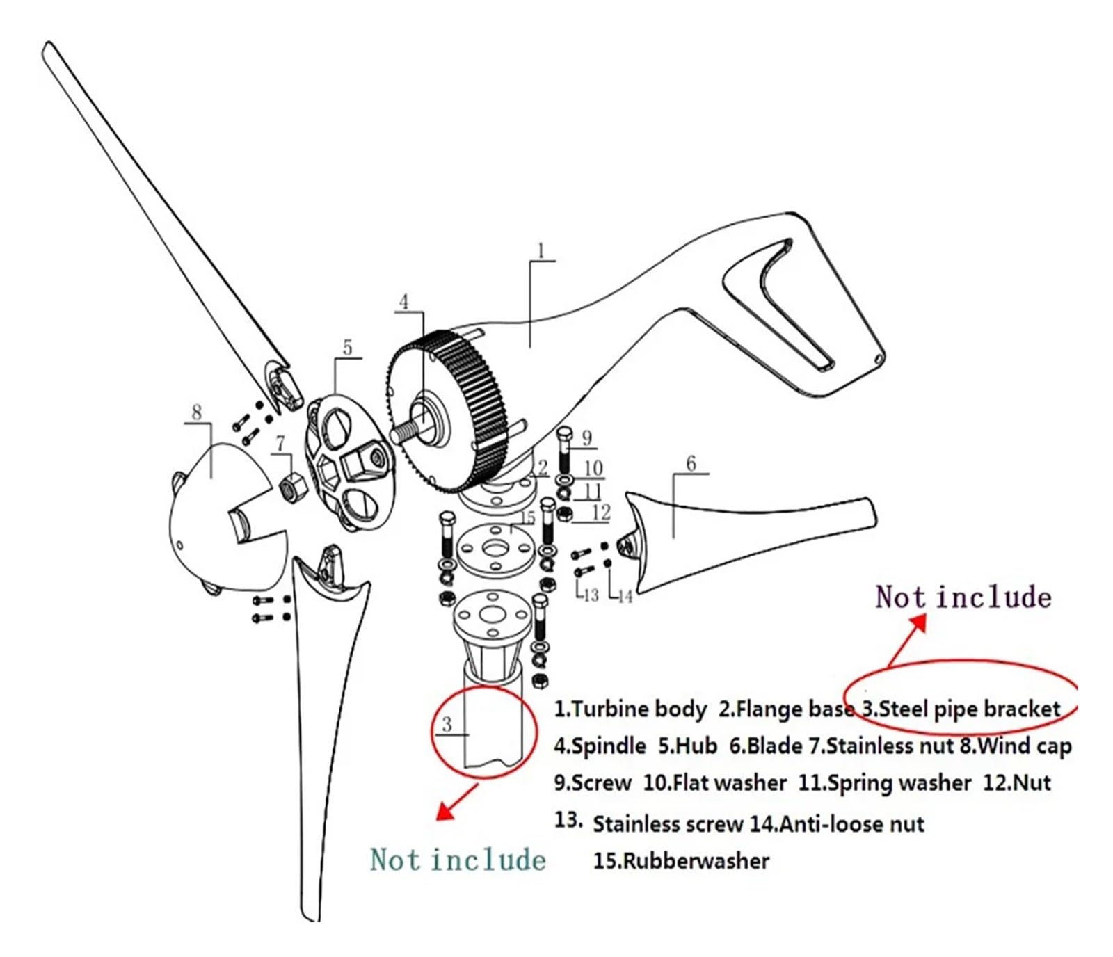 600w 800w 1000w Wind Turbine Generator Windmill 12v 24v Home Appliance Camping Power Generator With MPPT Controller Niska prędkość początkowa dla domu(3 Blades 600W,12V)