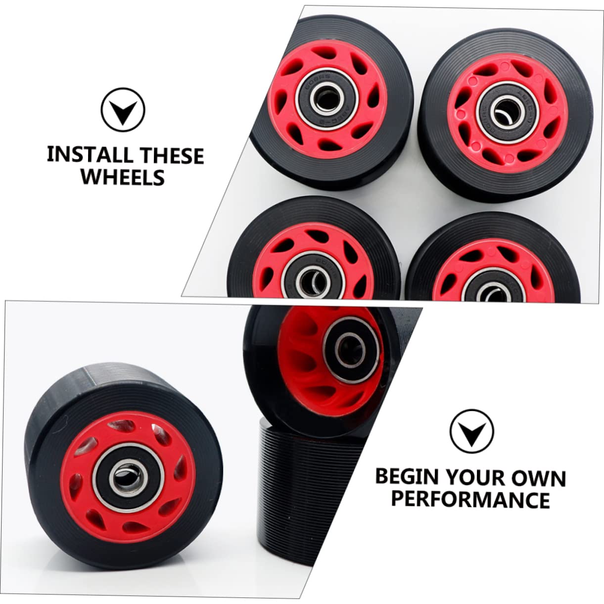 WOONEKY Replacement Skates Wheels Set 4pcs Skating Wheel Double-row Roller for Sports