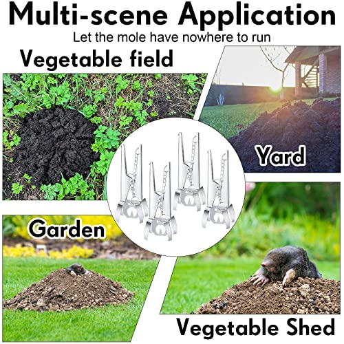 Gopher Trap Easy Setup Scissor Trap Reusable Mole Traps For Lawns Galvanized Metal Pest Control Traps For Gardens Farms Nurseries Field Outdoor Use, Silver Color (4 Pcs) #TOP6