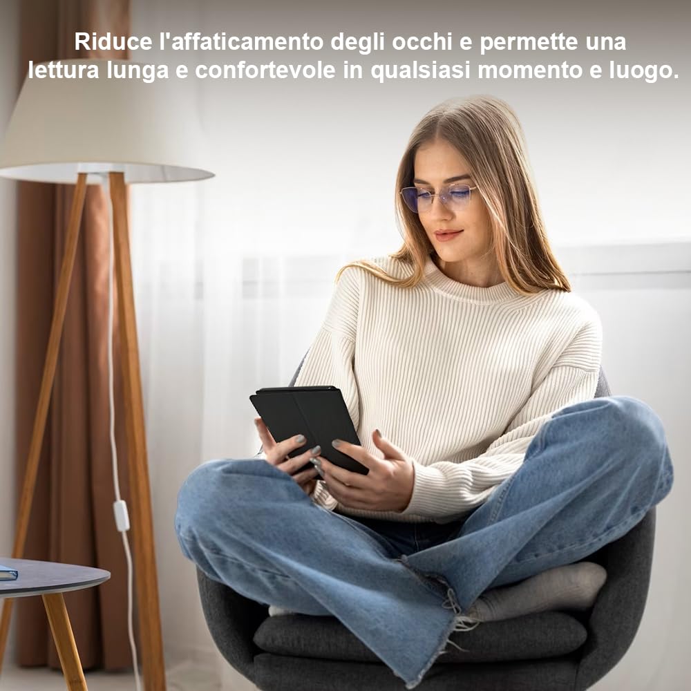 Veidoo - Lettore eBook da 6 pollici con grande schermo E-Ink, 32GB ROM, 758 x 1024, 212 DPI, SMARTlight regolabile, lettore E-book Android, altoparlante integrato, tablet E-Ink con WiFi e cover (Nero)