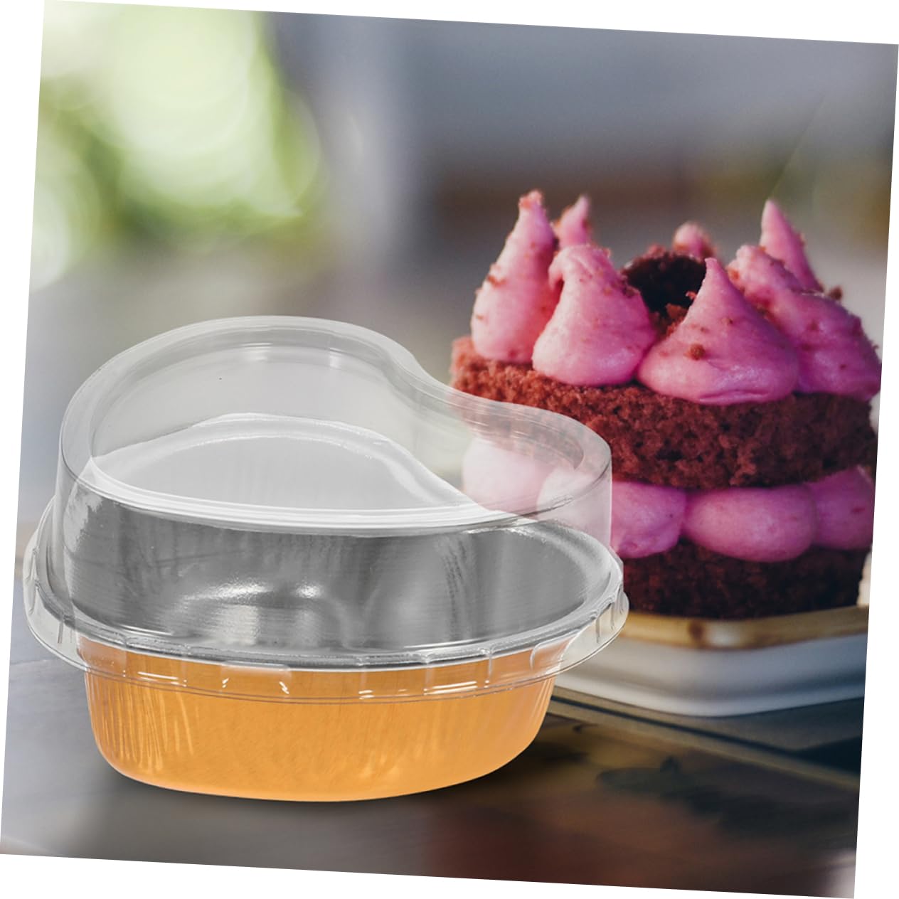 Mikinona 30Pcs Heart Shaped Baking Molds Foil Pudding Containers Cake Mousse Boxes for Cakes Desserts and Party Treats