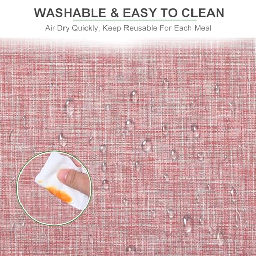 ARTAND Platzsets Abwaschbar 4er Set Vinyl Tischsets für Esstisch Küchen Platzset Dauerhaft PlatzdeckenTischzubehör -4er Set, 02 Rosen Rot – Ansicht 3