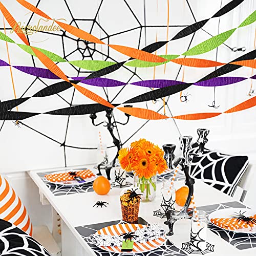 Nicrolandee Halloween Party Supplies - 8 Rolls Black Orange Crepe Paper Streamers Tassels Streamer Paper For Halloween Theme Party, Horror Party, Birthday, Home Party Backdrop Decorations, 82Ft Long #TOP4