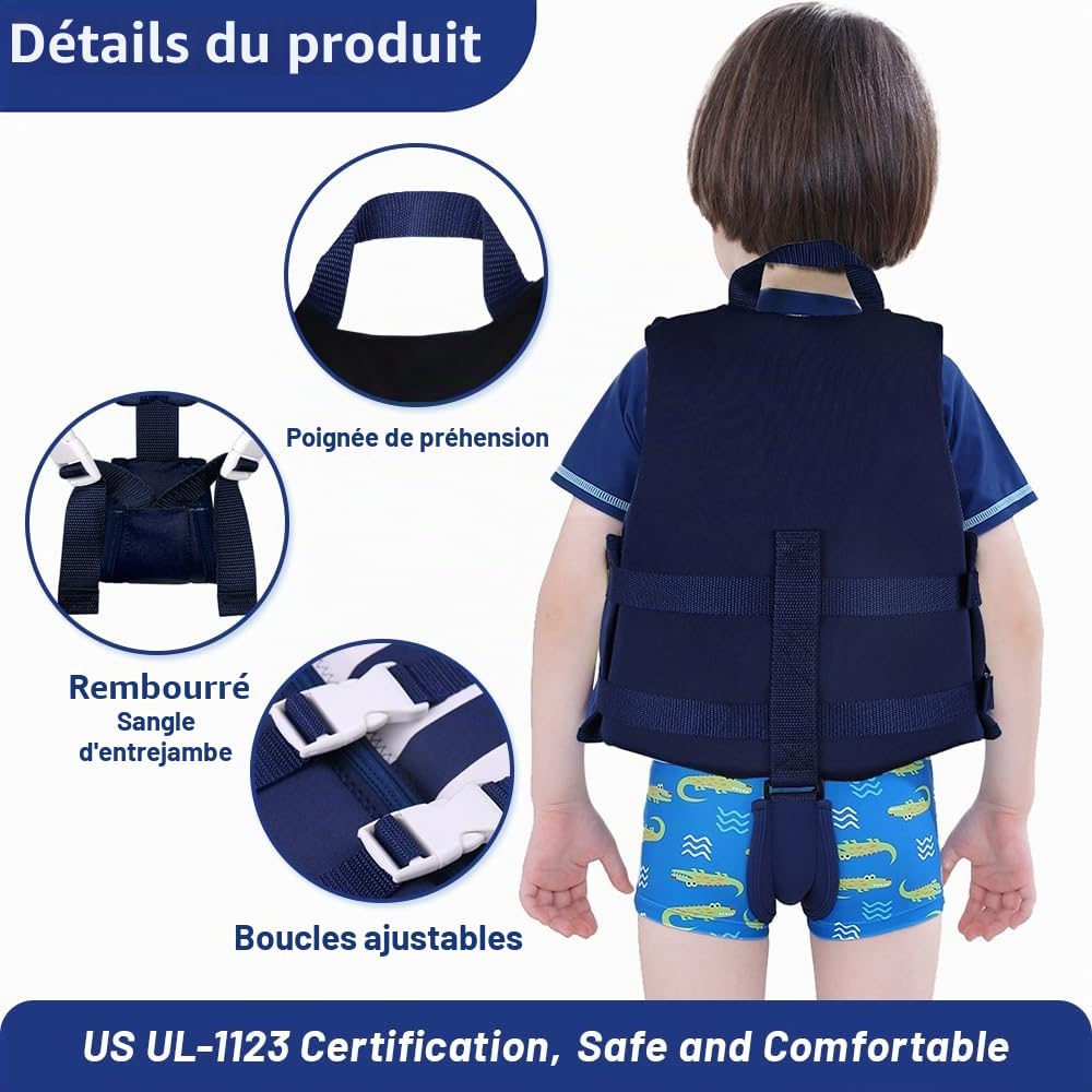 Boglia Enfant en Bas âge Swim Gilet, Floaties pour Enfants en Bas âge, Kid Vest Maillot de Bain avec flottation Sangle de sécurité réglable pour Unisexe Enfants, Red Stripes
