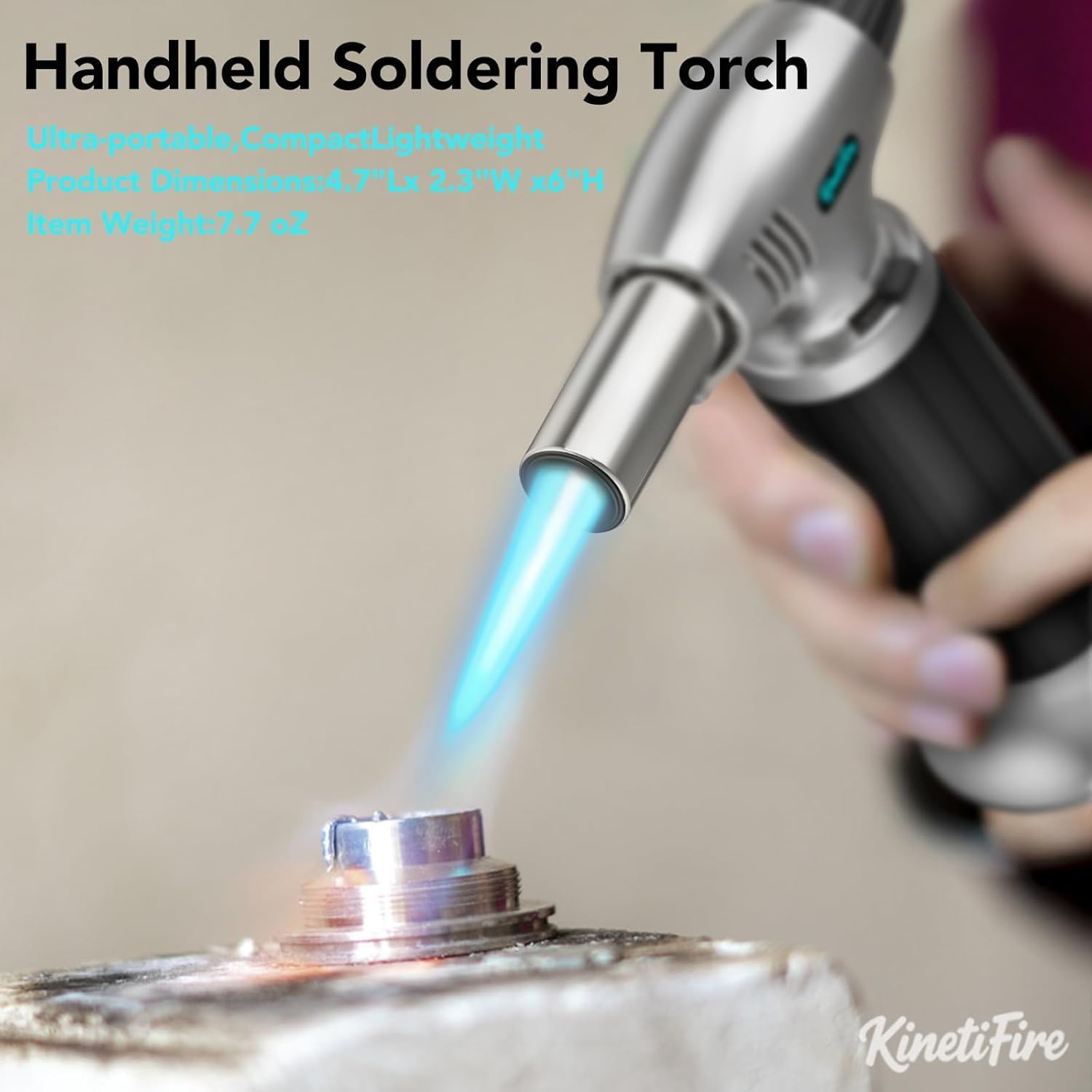 Butane Torch Lighter, Professional Refillable Kitchen Torch with Safety Lock, Continuous Flame Mode&Adjustable Flame for Crème Brûlée, Searing, Soldering, and DIY(Butane Gas Not Included)