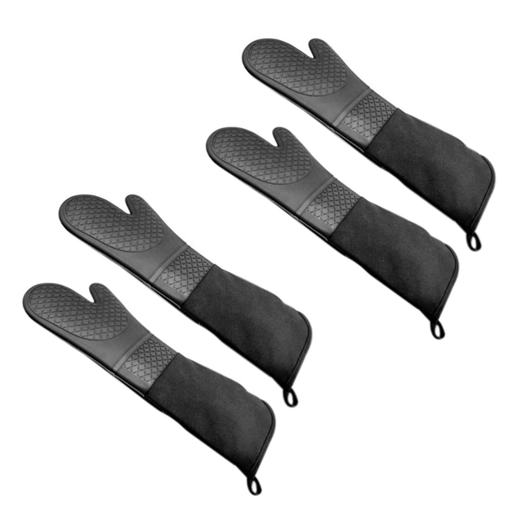 Hndhbfgrt 2 Pair Professional Silicone Oven Mitts Baking Gloves Elbow Length Heat Gloves