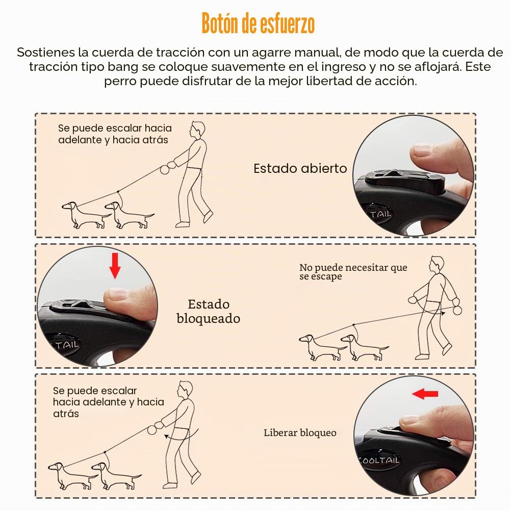 Correa retráctil doble para perro, resistente correa extensible de doble cabeza de 16 pies para perros pequeños y medianos, entrenamiento para caminar, caminar 2 perros de hasta 110 libras