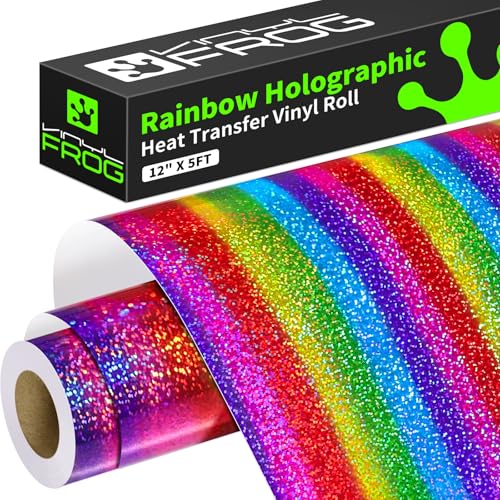 VINYL FROG Rainbow Holographic Heat Transfer Vinyl 12x5ft Glitter HTV