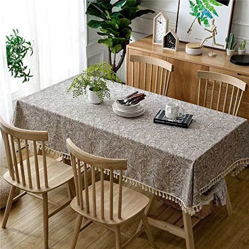Anan Cotton Linen Tablecloth, Rectangular Household Cover Towel, Coffee Table Tablecloth, Small Fresh Art Tablecloth, suitable for terrace, garden, kitchen, dining room, family room and decoration