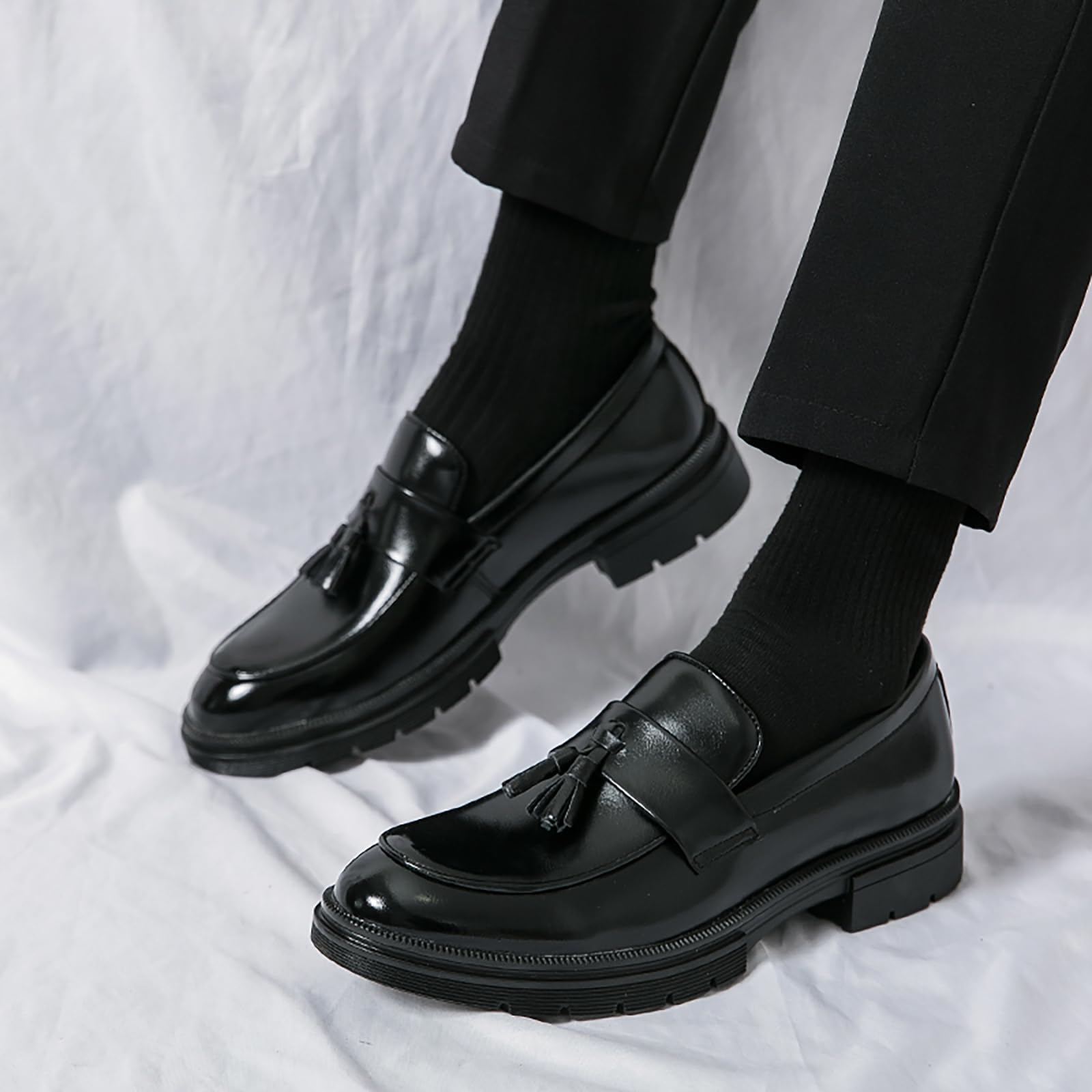 Mocasines De Cuero Sintético para Hombre: Zapatos De Vestir Cómodos Y Antideslizantes con Borla, Ideales para La Oficina Y para Un Estilo Informal