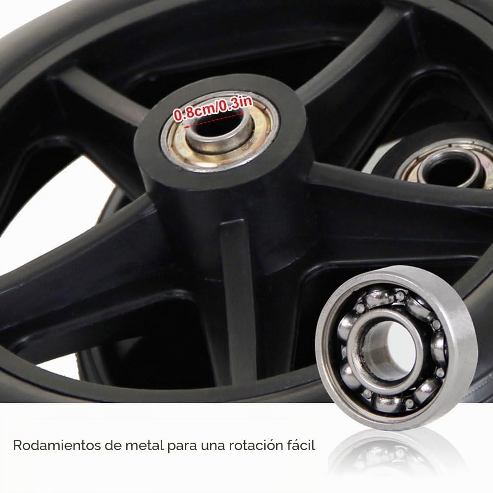 2pc Ruedas de Repuesto Ruedas Delanteras para Sillas de Ruedas Diámetro 14/15/17/20/19cm Negro Rueda para Sillas de Ruedas con Tornillos(19cm(8inch))
