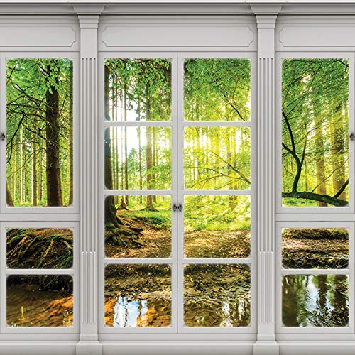 Forwall Fototapete Vlies Wanddeko Fenster Ausblick - Moderne Wanddekoration...