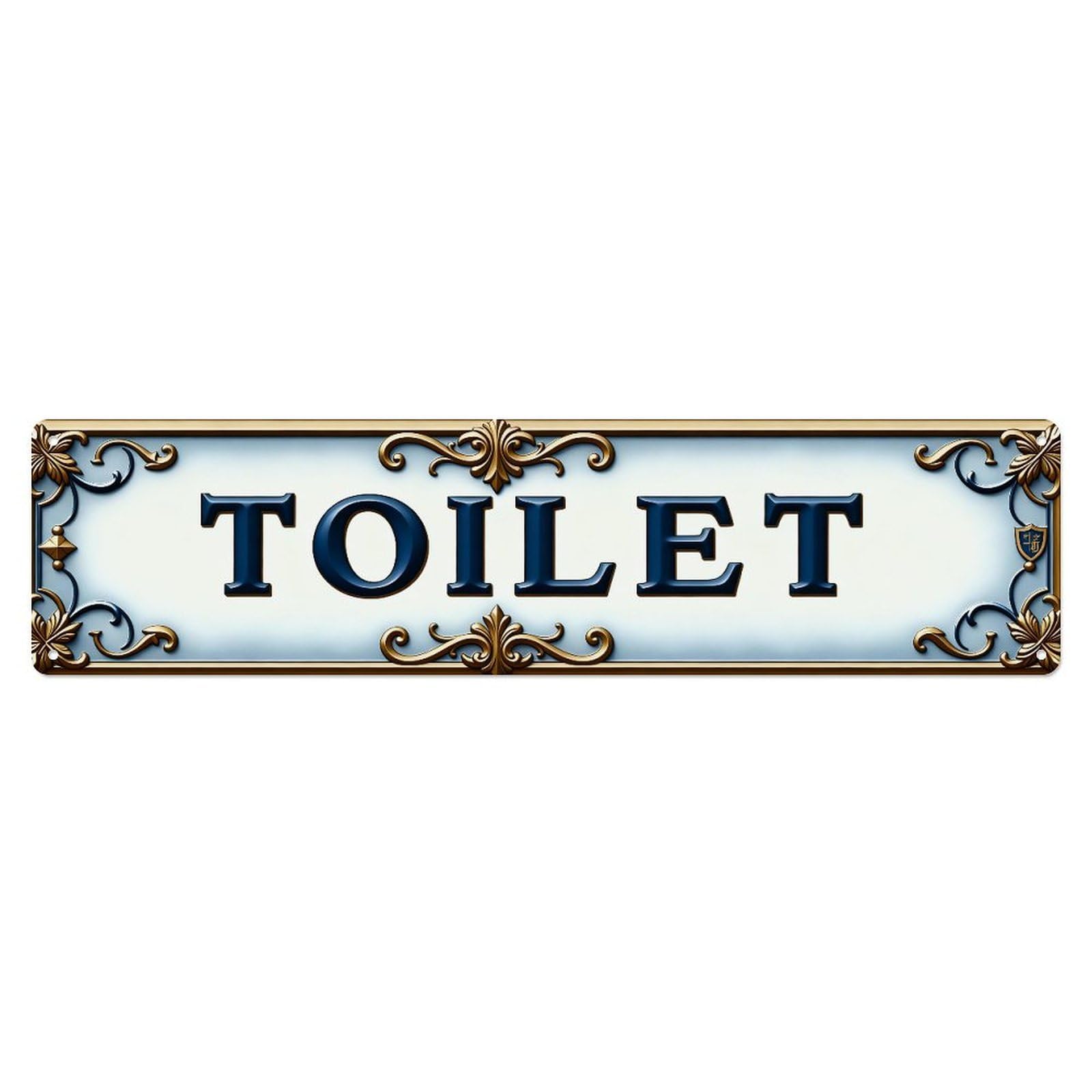 Ornate Blue Text Gold Accents Tin Sign Vintage Metal Sign Home Bar Garden Indoor & Outdoor Wall Decor Retro Metal Poster 4x16 Inch