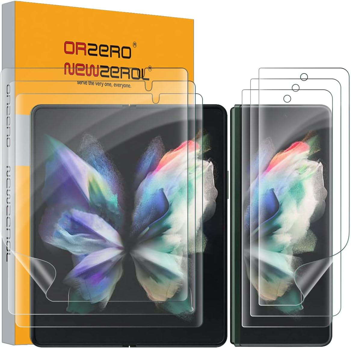 3 Sets Compatible for Samsung Galaxy Z Fold 3 5G Screen Protector [Front Screen and Middle Screen] TPU 3D Soft Protective Film for Samsung Z Fold 3 5G - Transparent